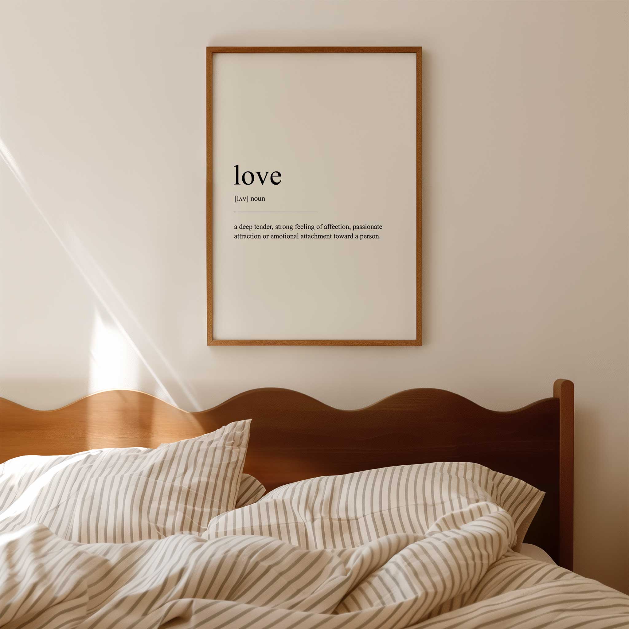 Love Definition Print' (connection) typography, romantic modern wall art for an aesthetic bedroom, titled 'Love Definition Print'