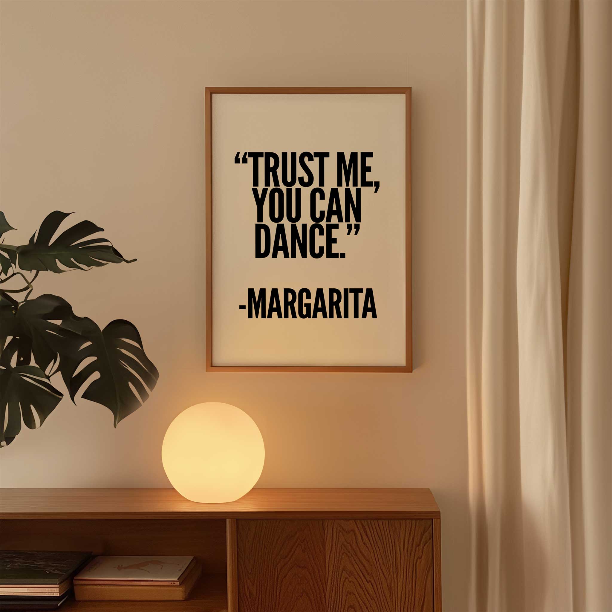 Margarita Quote Poster' fun typography, modern wall decor for bar cart aesthetic, titled 'Margarita Quote Poster'
