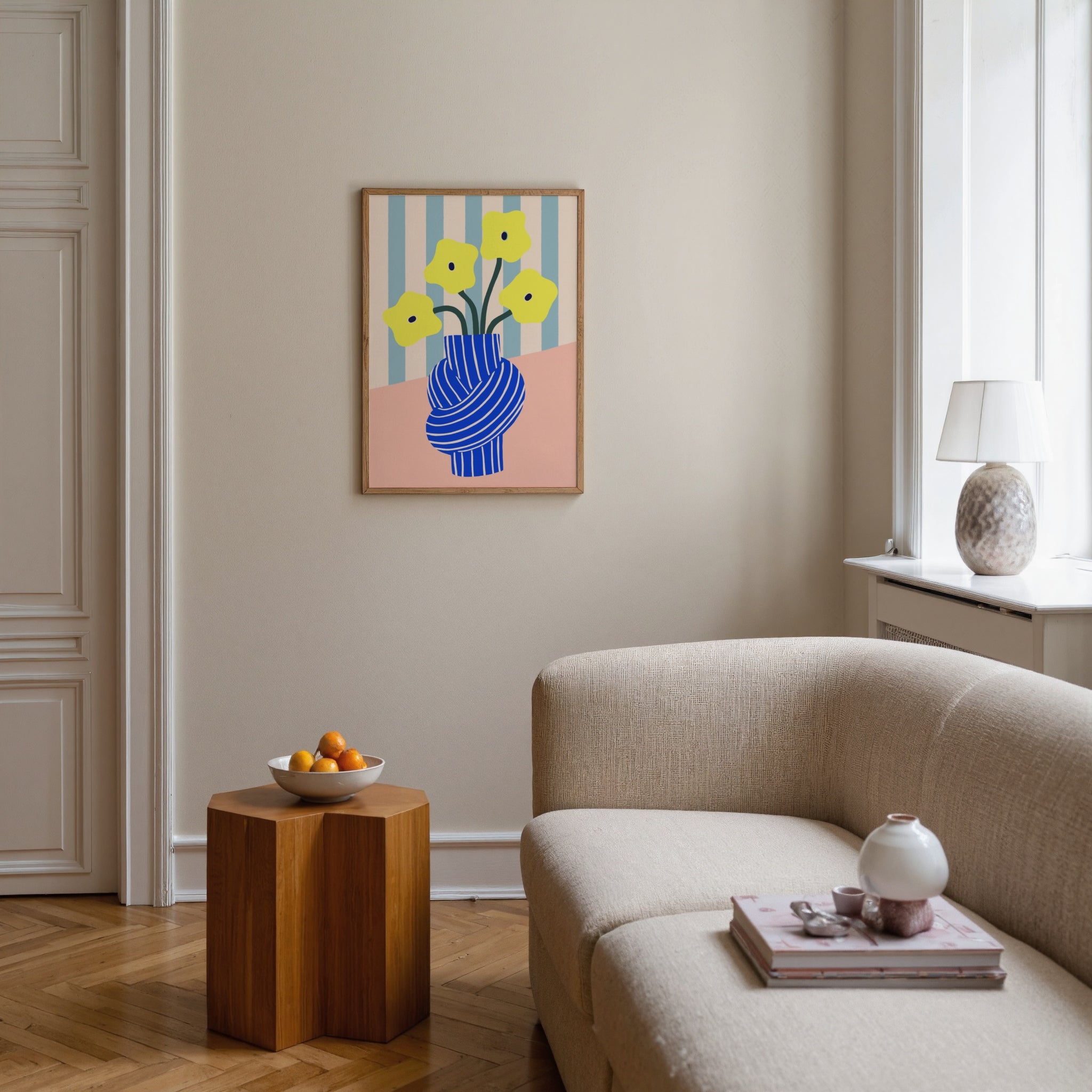 Flowers in Blue Knotted Vase
