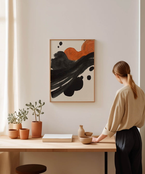 Black and Orange Abstract Painting