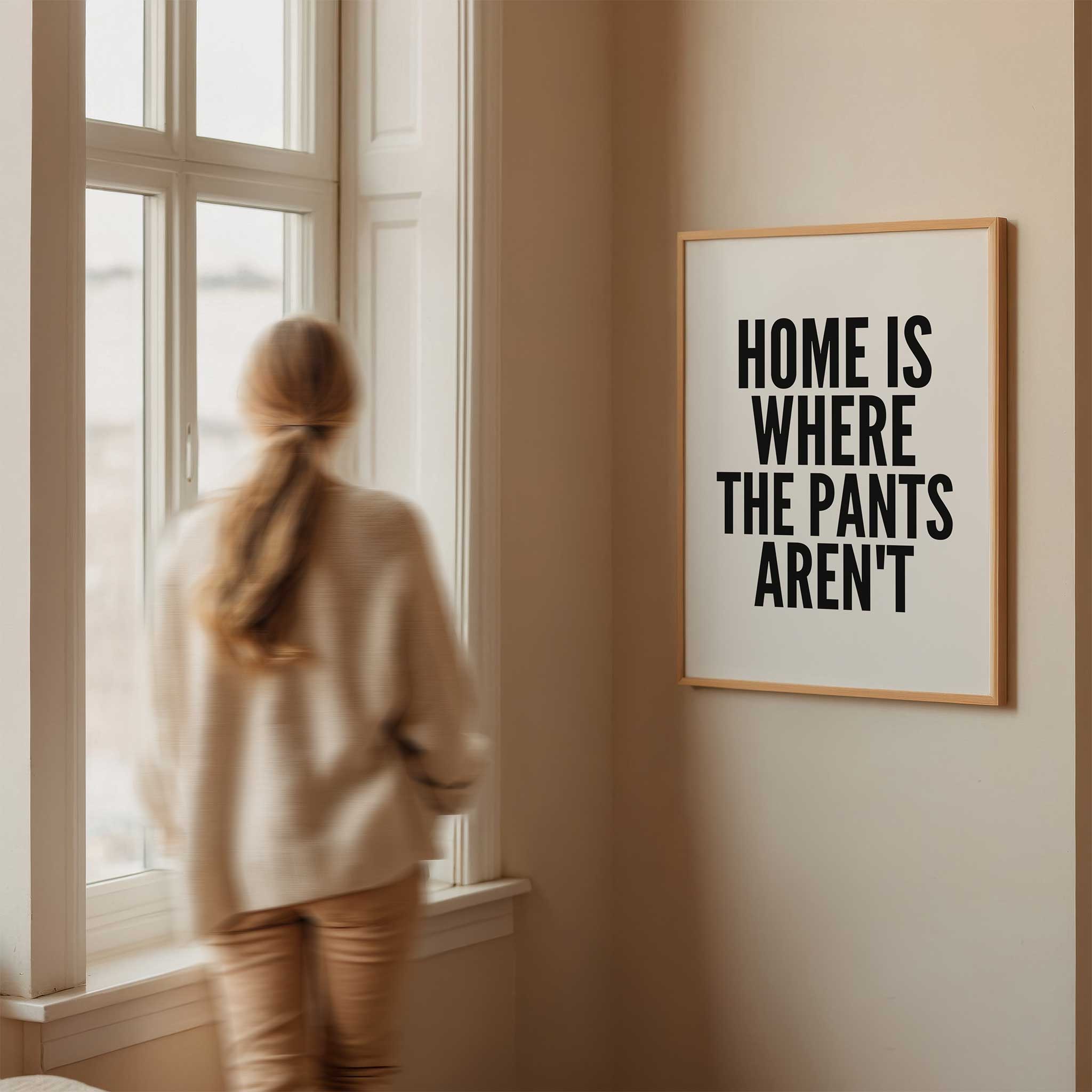 No Pants Allowed Wall Art' funny typography, wall art for living room comfort aesthetic, titled 'No Pants Allowed Wall Art'