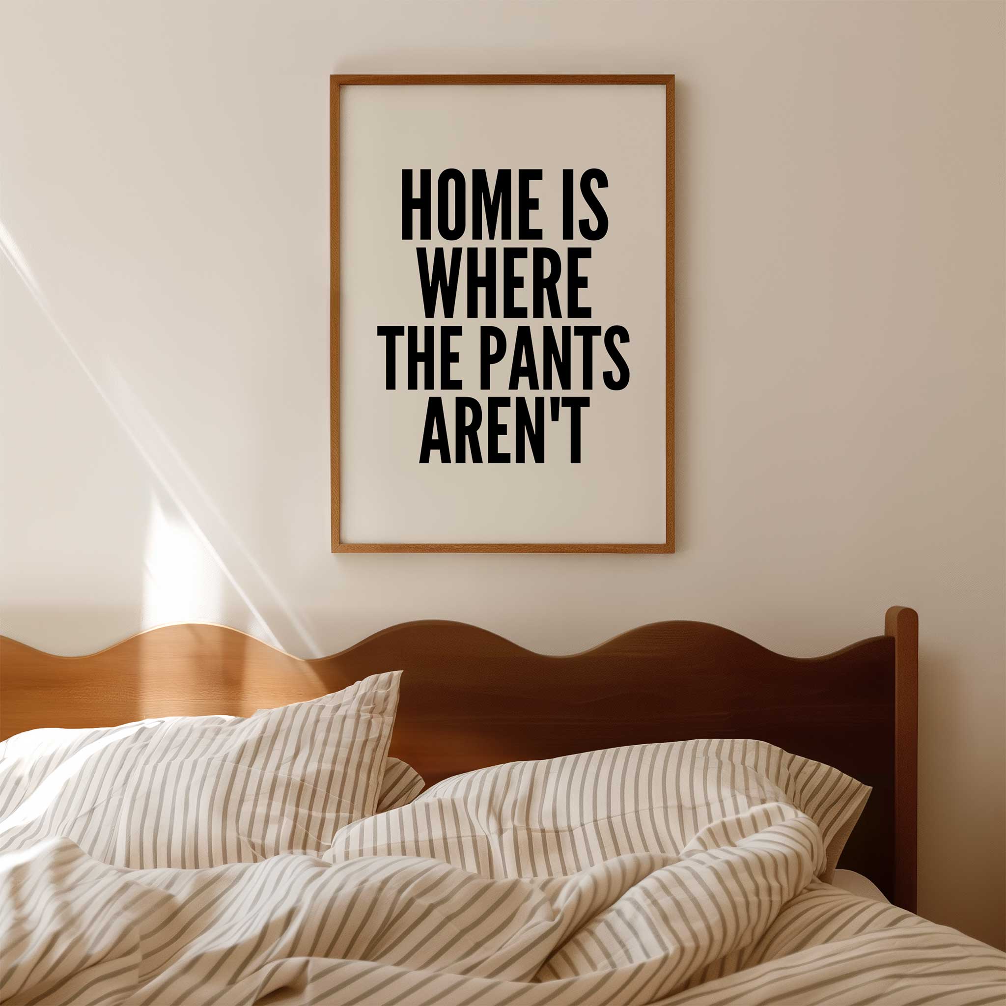 No Pants Allowed Wall Art' funny typography, wall art for living room comfort aesthetic, titled 'No Pants Allowed Wall Art'