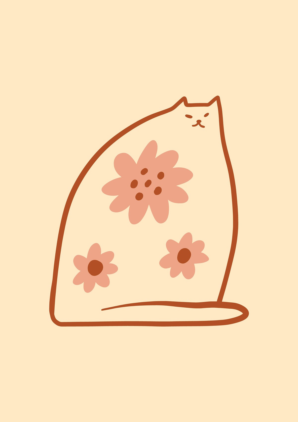 Flowery Sitting Cat
