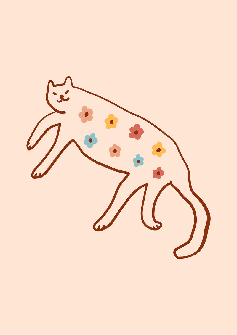 Floral Walking Cat