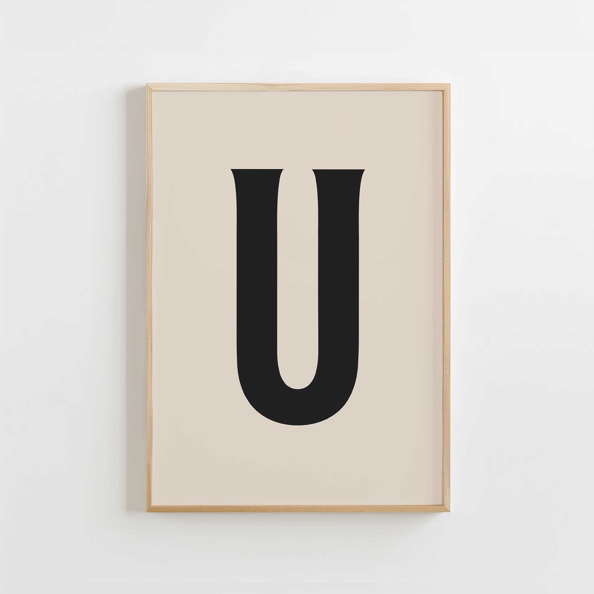 Stylish letter 'U' monogram, minimalist print for a versatile aesthetic, titled 'Modern Monogram Art Print - U'