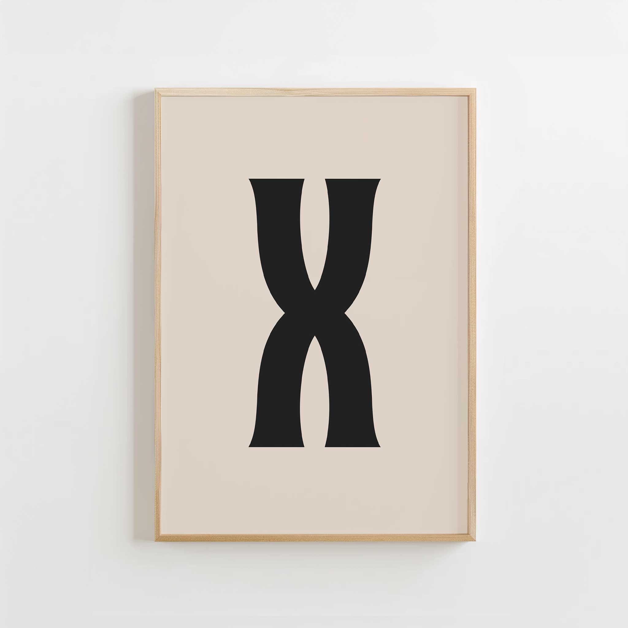 Elegant letter 'X' monogram, modern wall decor for a minimalist aesthetic, titled 'Modern Monogram Art Print - X'