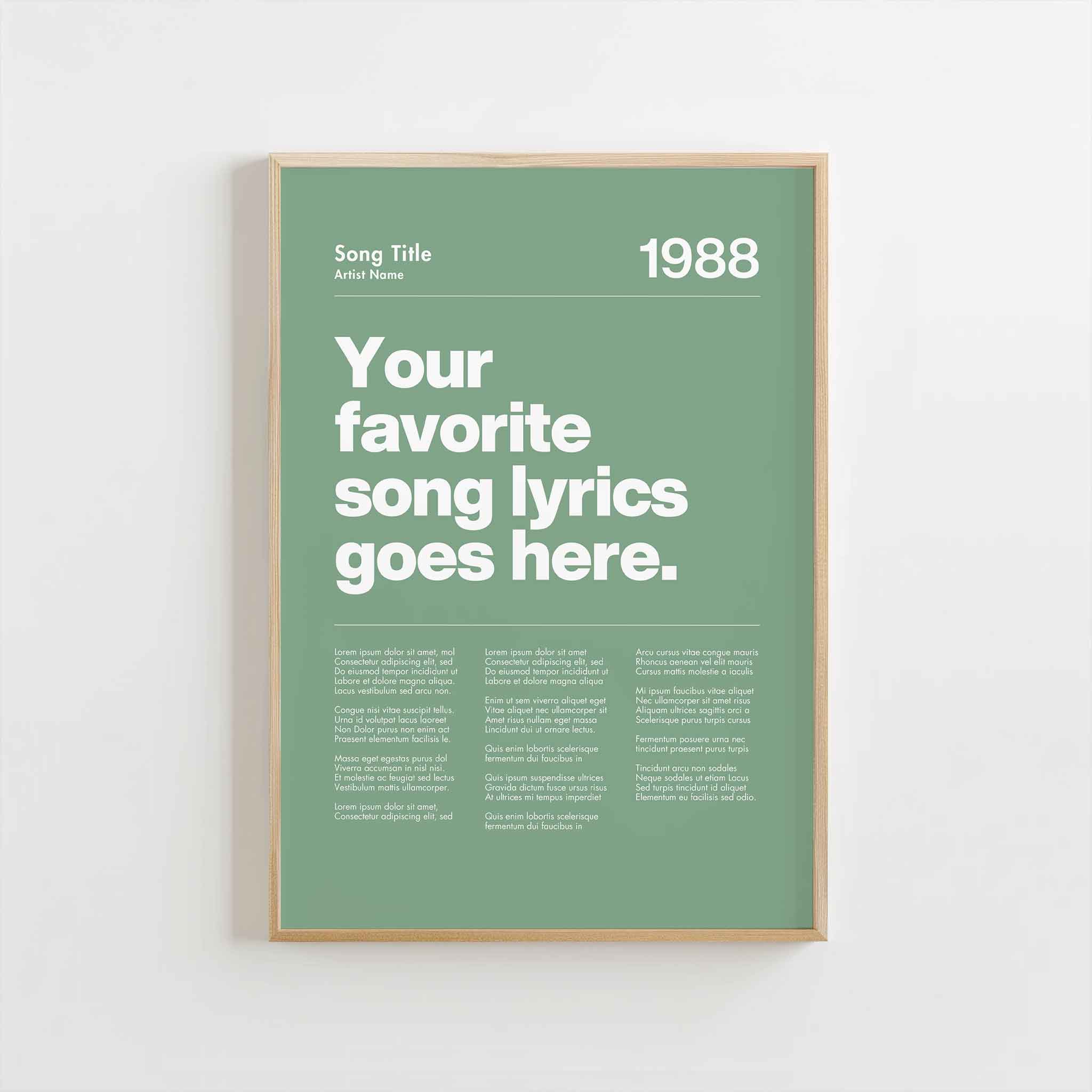 a green poster hanging on a wall
