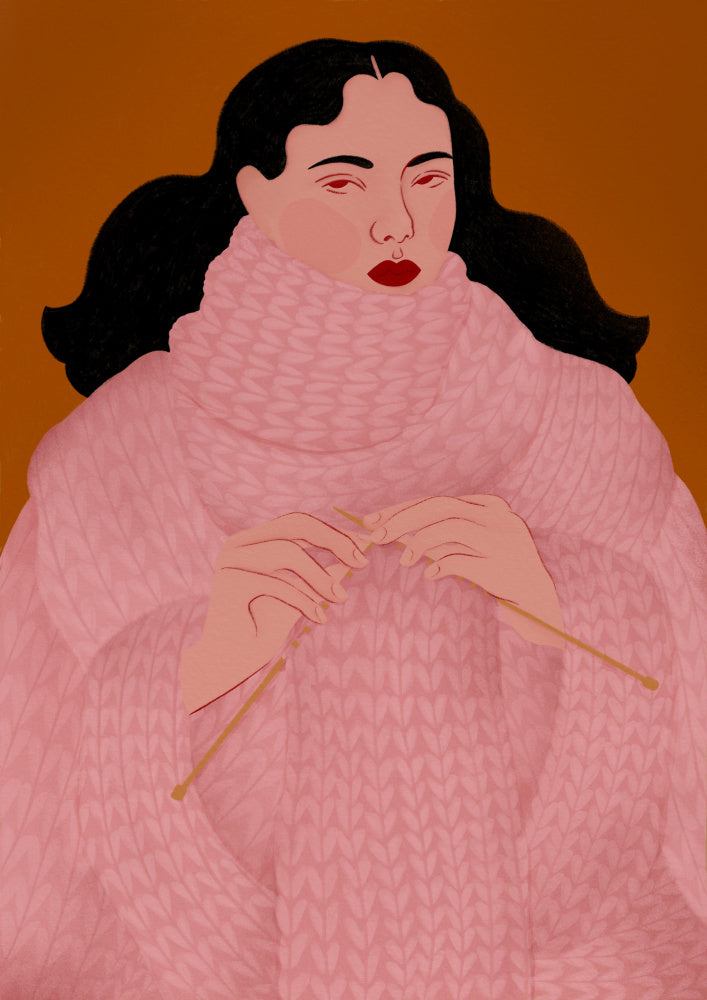 Cozy Pink Sweater Knitter