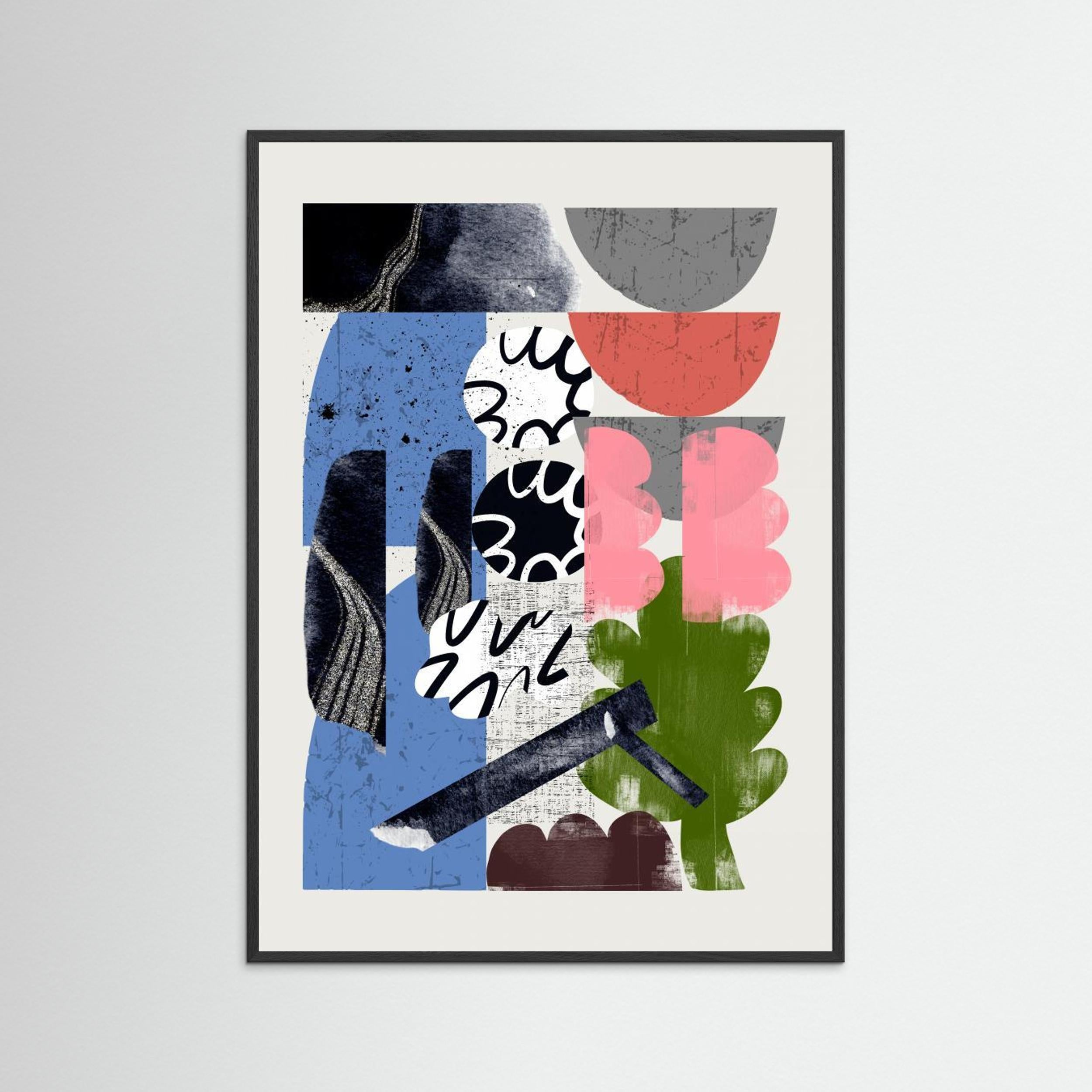 Abstract Shape Collage In Blue by Little Dean