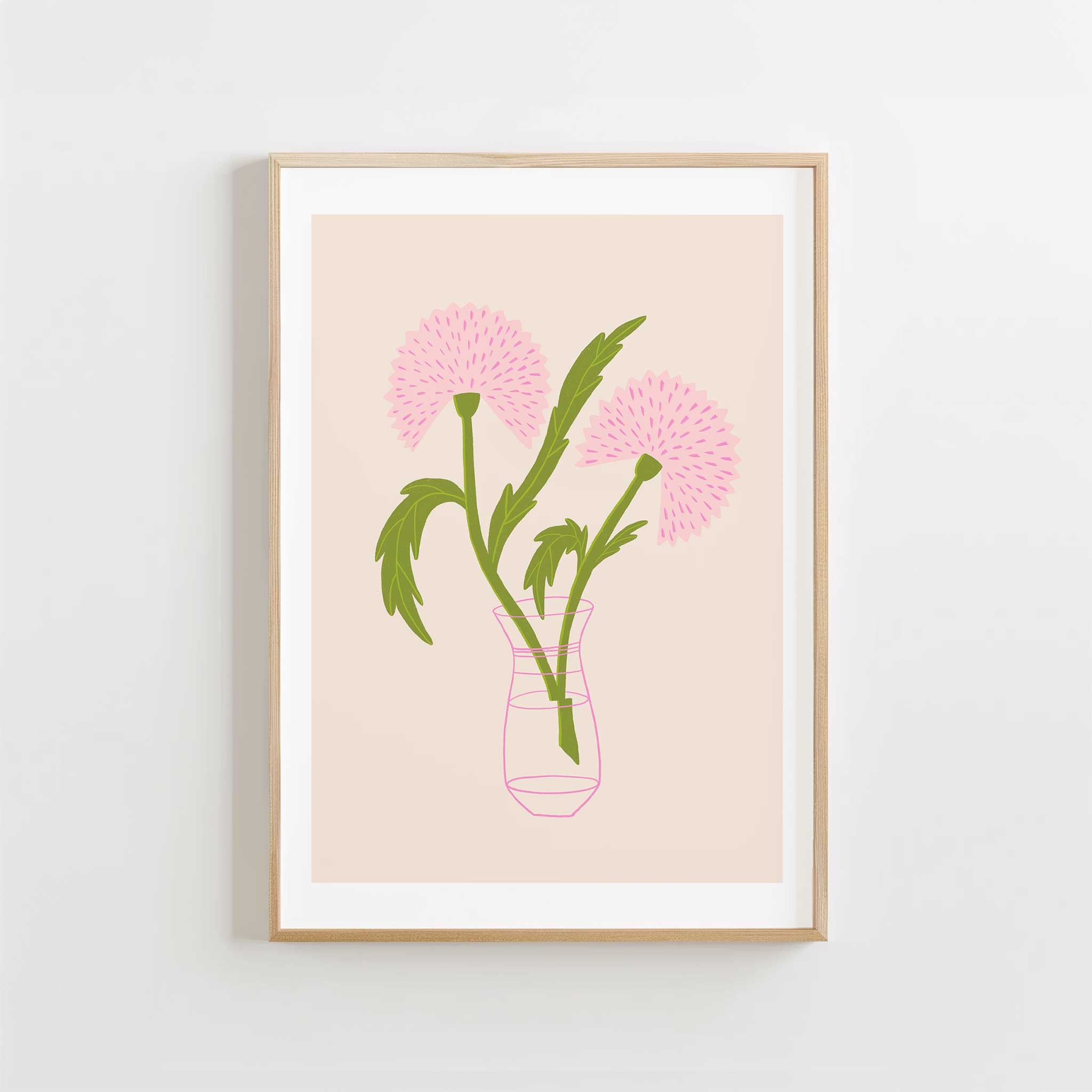 Floral 'Blush Thistle Stems', delicate framed wall art print with an artistic aesthetic, titled 'Blush Thistle Stems'