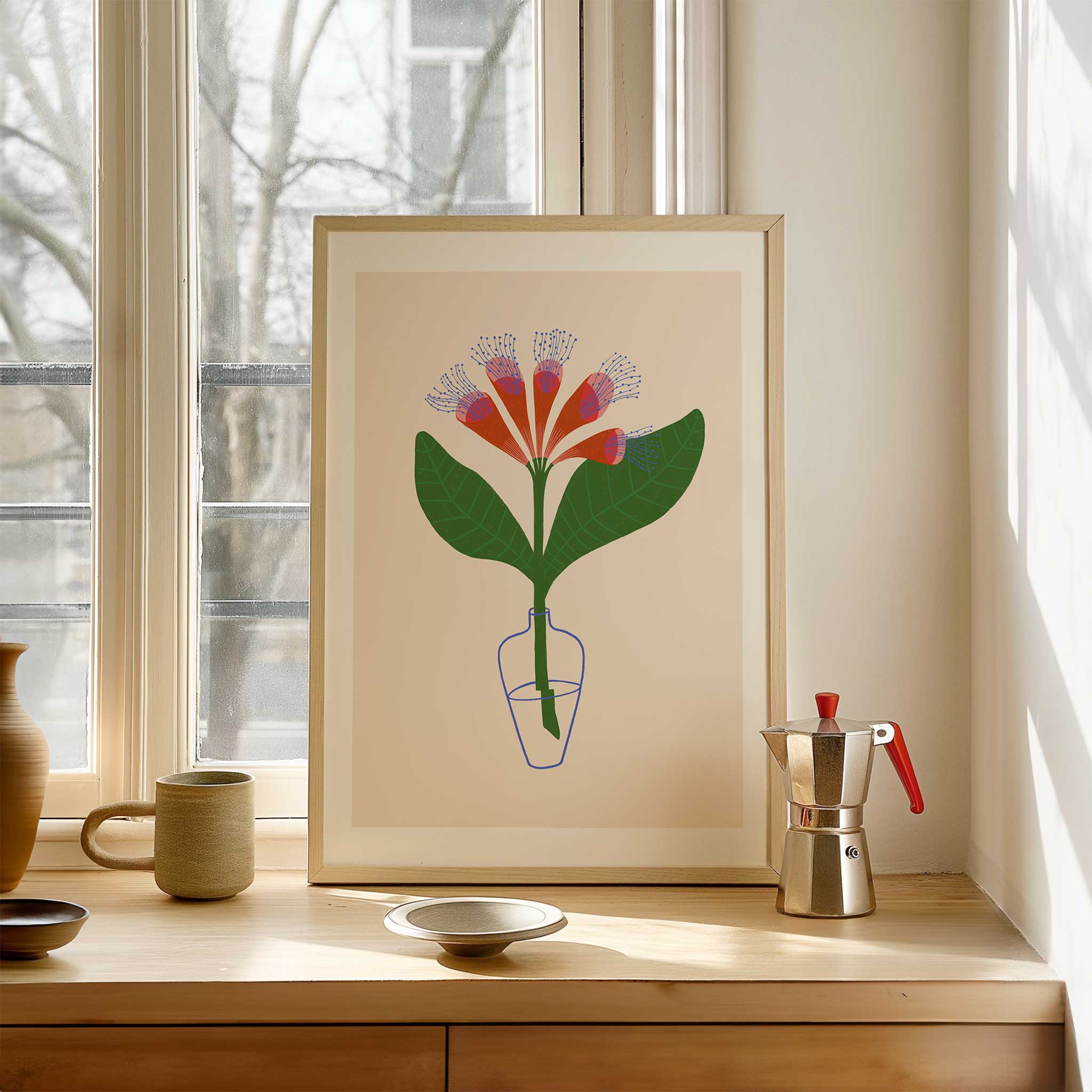 Floral 'Crimson Burst in Bloom', bold wall art for living room with a fresh aesthetic, titled 'Crimson Burst in Bloom'