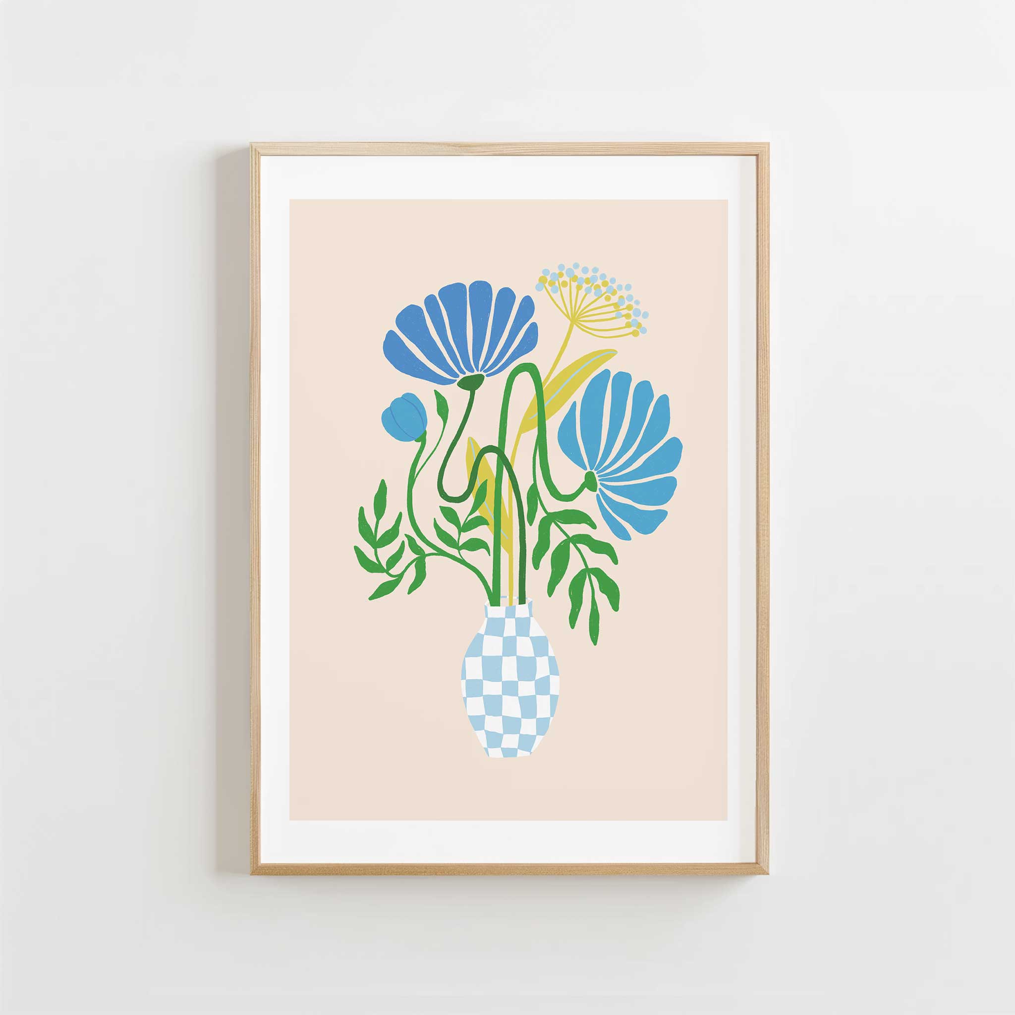 Floral 'Blue Wilds', botanical minimalist wall art with a fresh aesthetic, titled 'Blue Wilds'