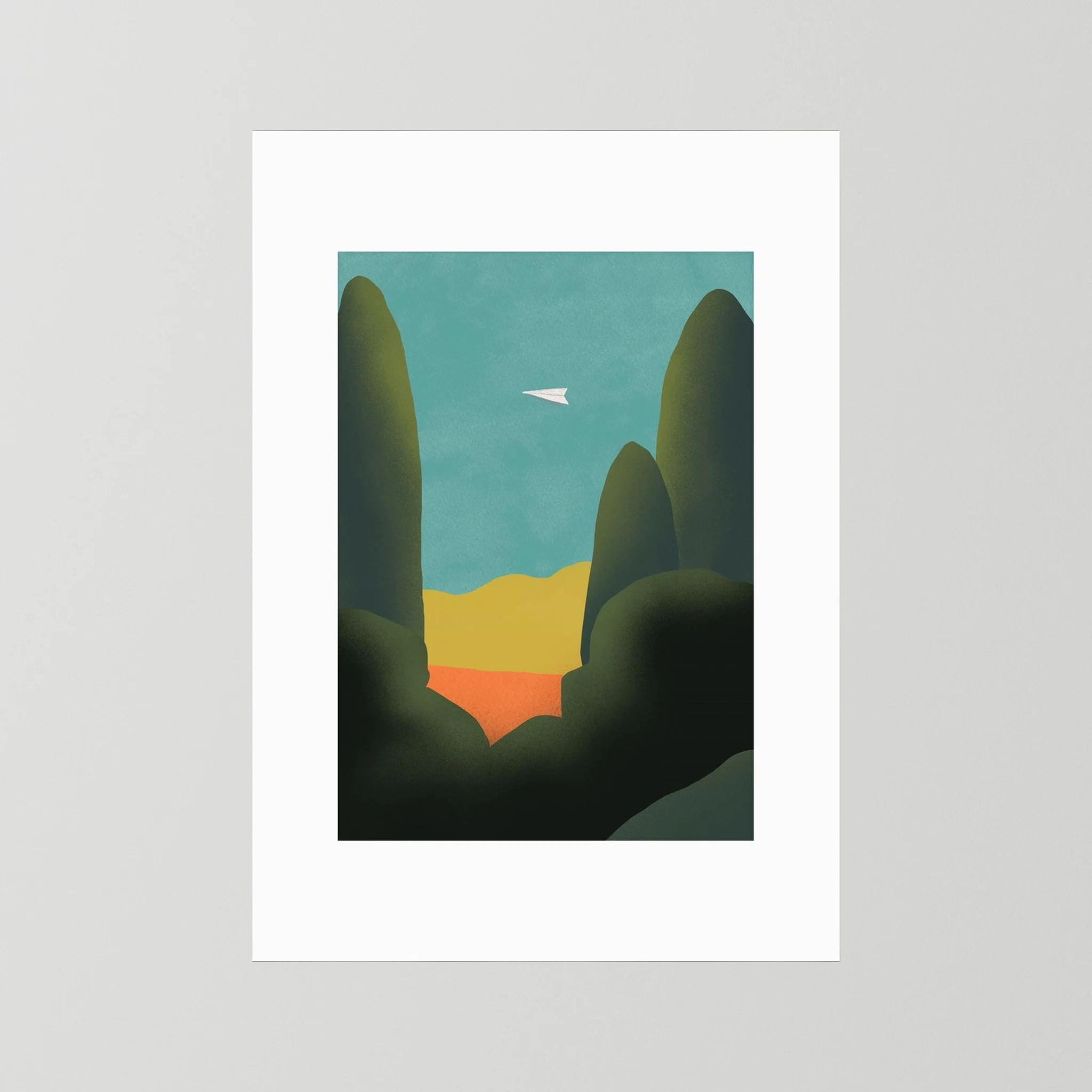 Paperplane whimsical landscape by Little Dean