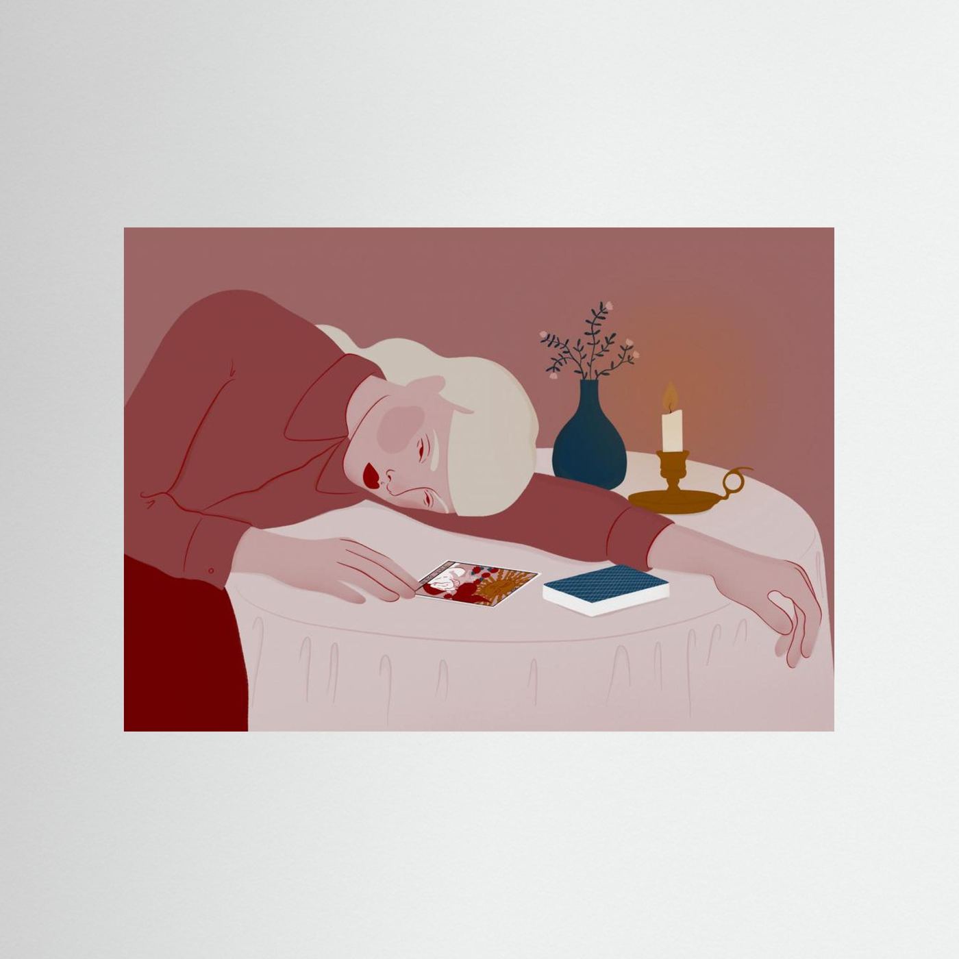 Pensive Woman Candlelight by Ida Alvarsson