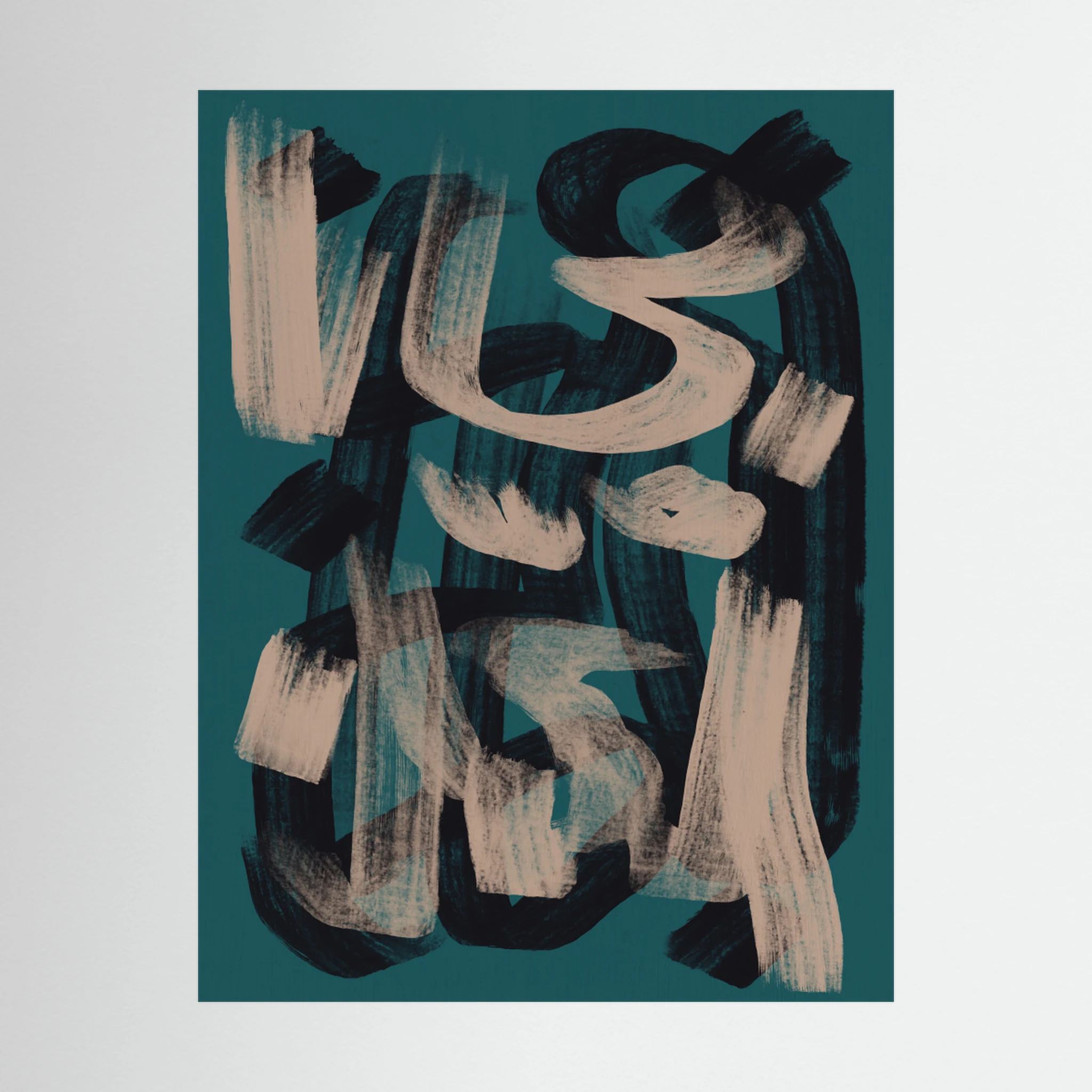 Dry brush abstract in dark green by Little Dean