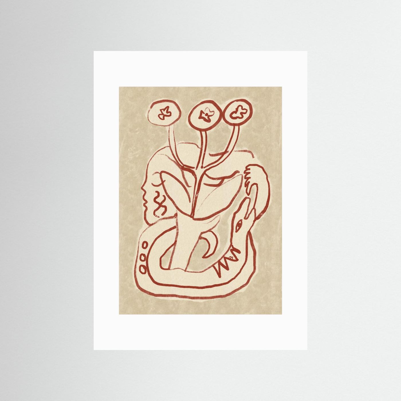 Serene Woman and Snake by Raipa Studio