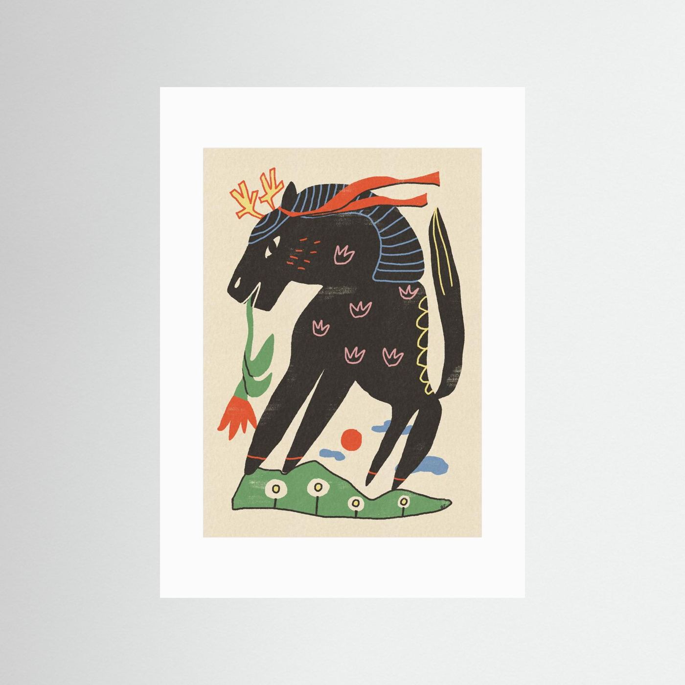 Mythical Horse with Flower by Raipa Studio