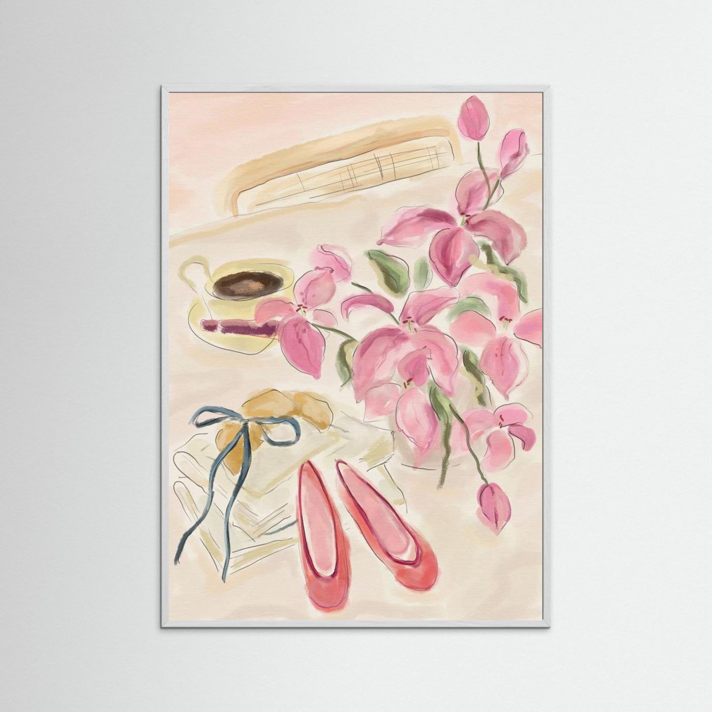 Still Life Watercolor Illustration with Ballerinas by Katharina Puritscher
