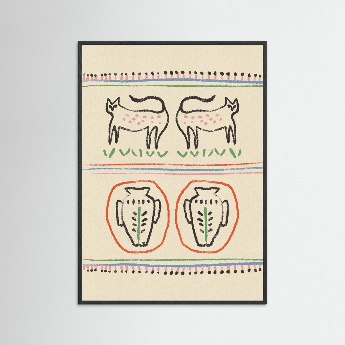 Primitive Cats and Vases by Raipa Studio