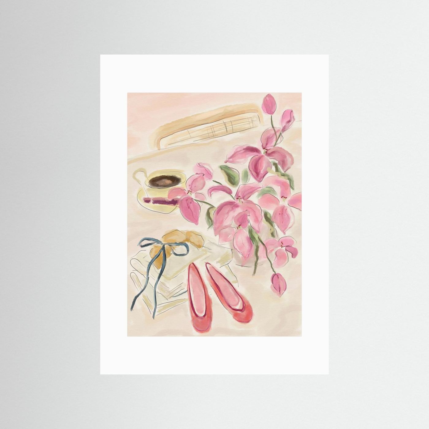 Still Life Watercolor Illustration with Ballerinas by Katharina Puritscher