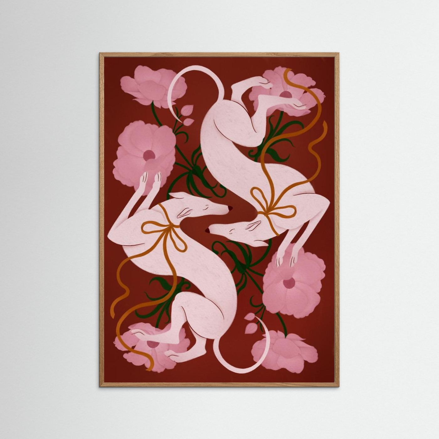 Elegant Greyhounds and Flowers by Ida Alvarsson