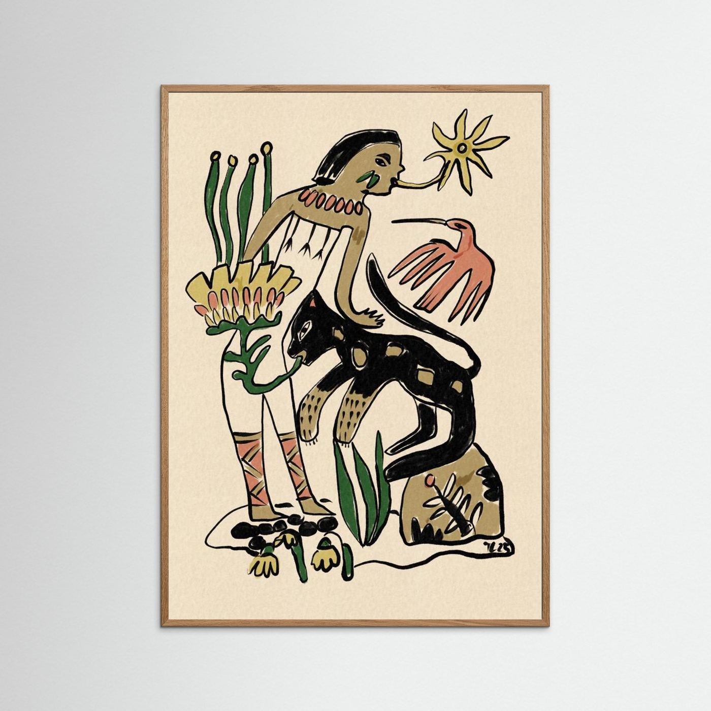 Folk Figure and Panther by Raipa Studio
