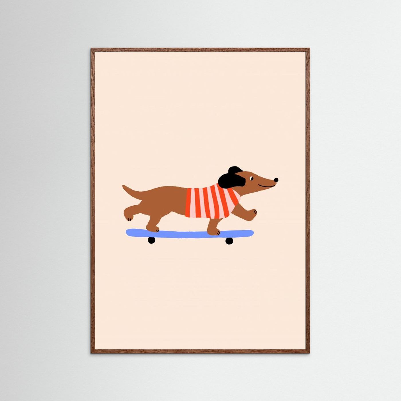 Dachshund on Skateboard by Maren Gross