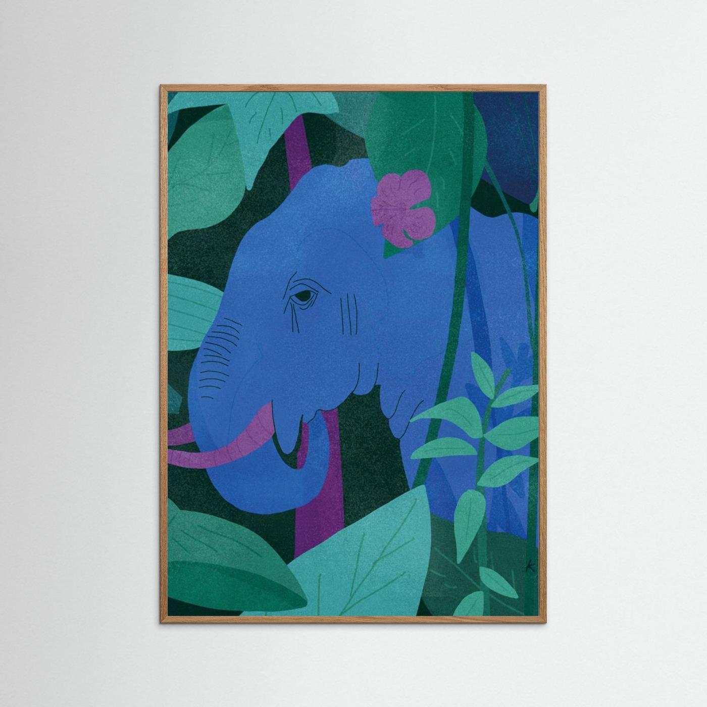 Blue Elephant in Jungle by Sylwia Kubus