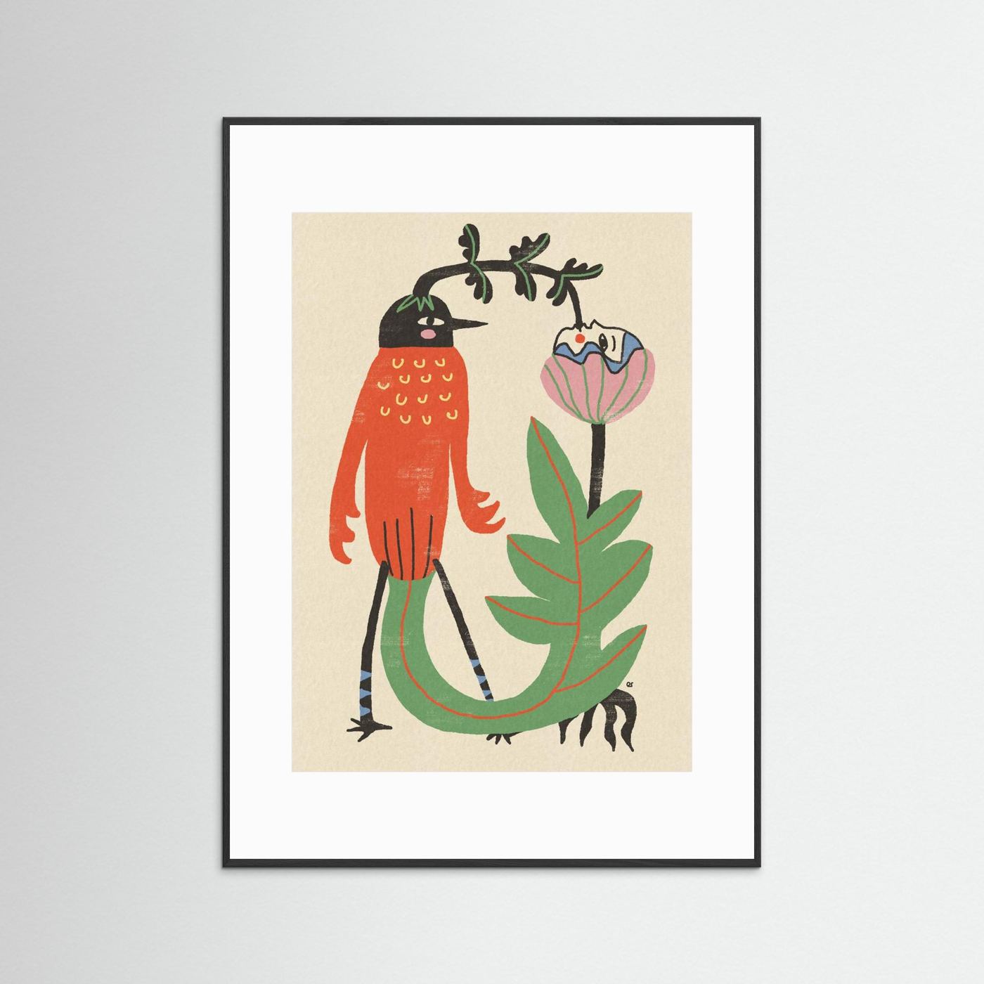 Whimsical Bird and Flower by Raipa Studio