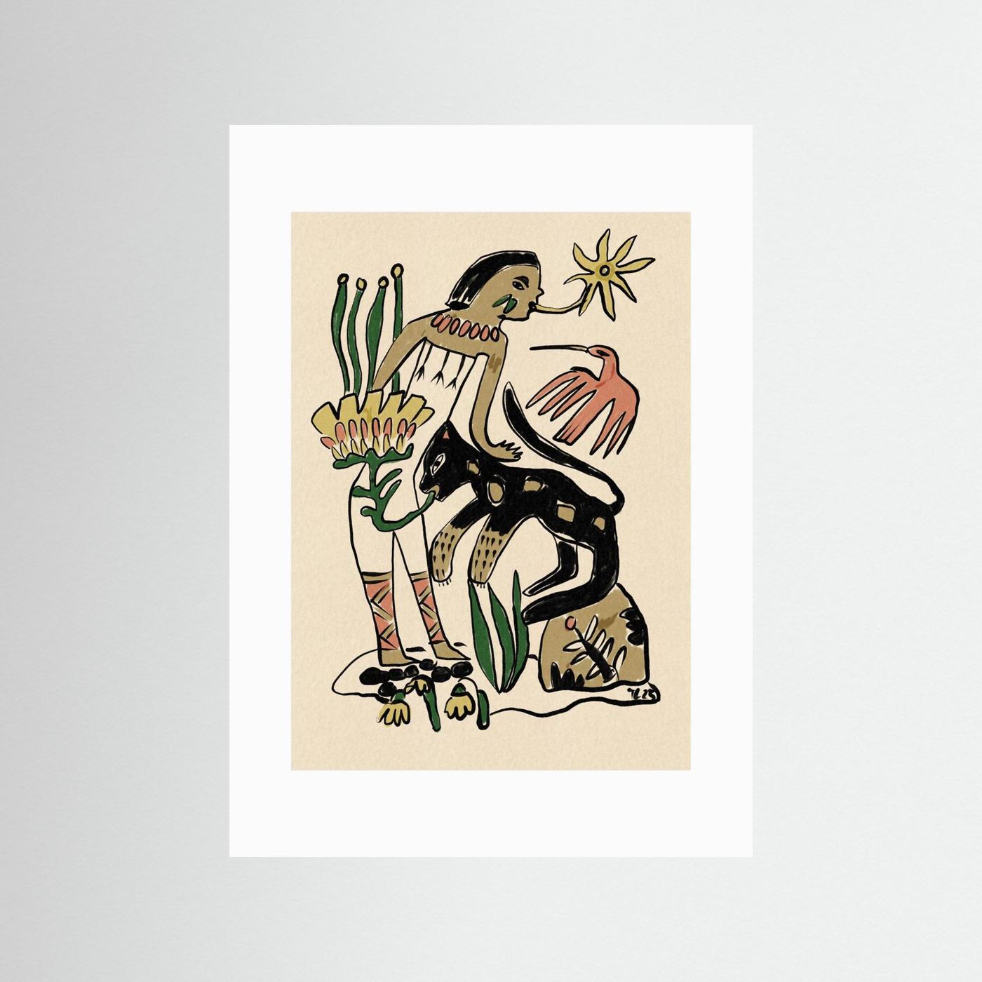 Folk Figure and Panther by Raipa Studio