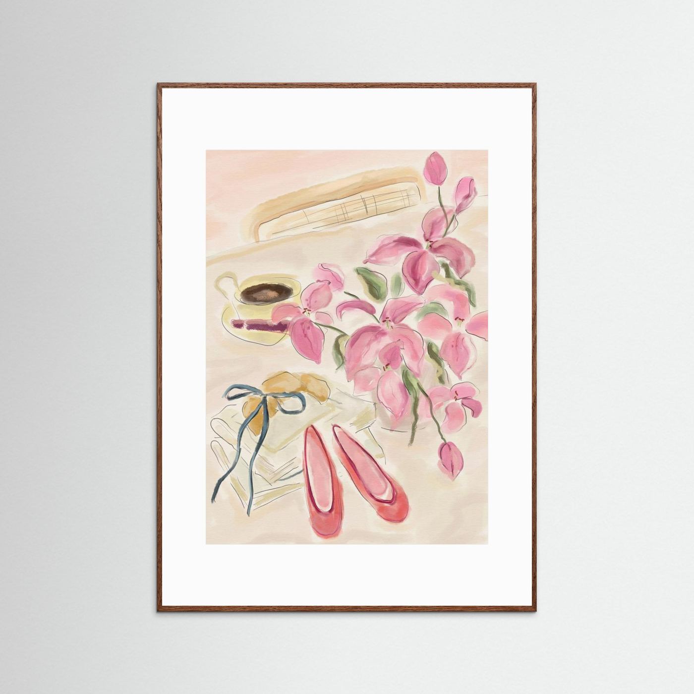 Still Life Watercolor Illustration with Ballerinas by Katharina Puritscher