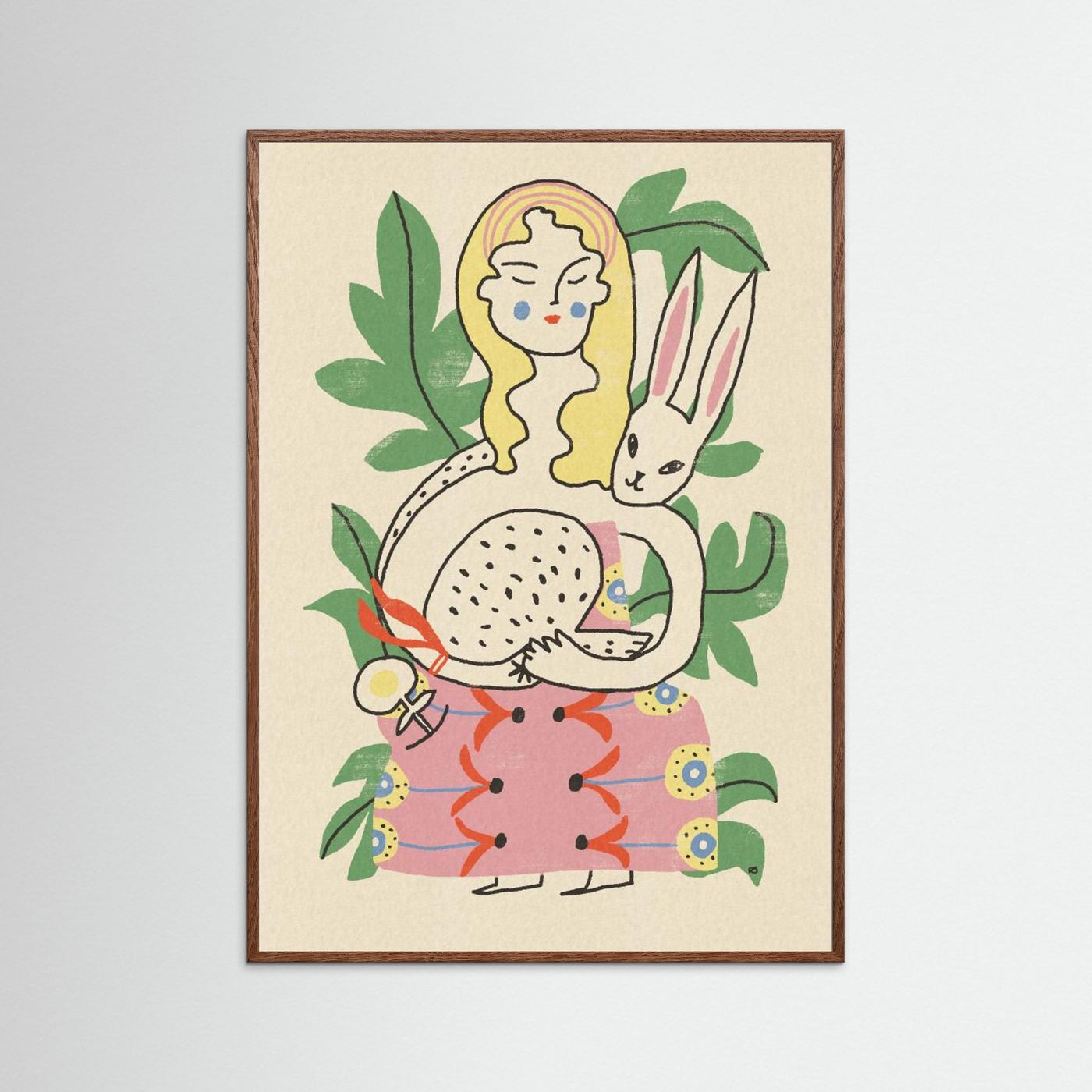 Whimsical Woman and Rabbit by Raipa Studio