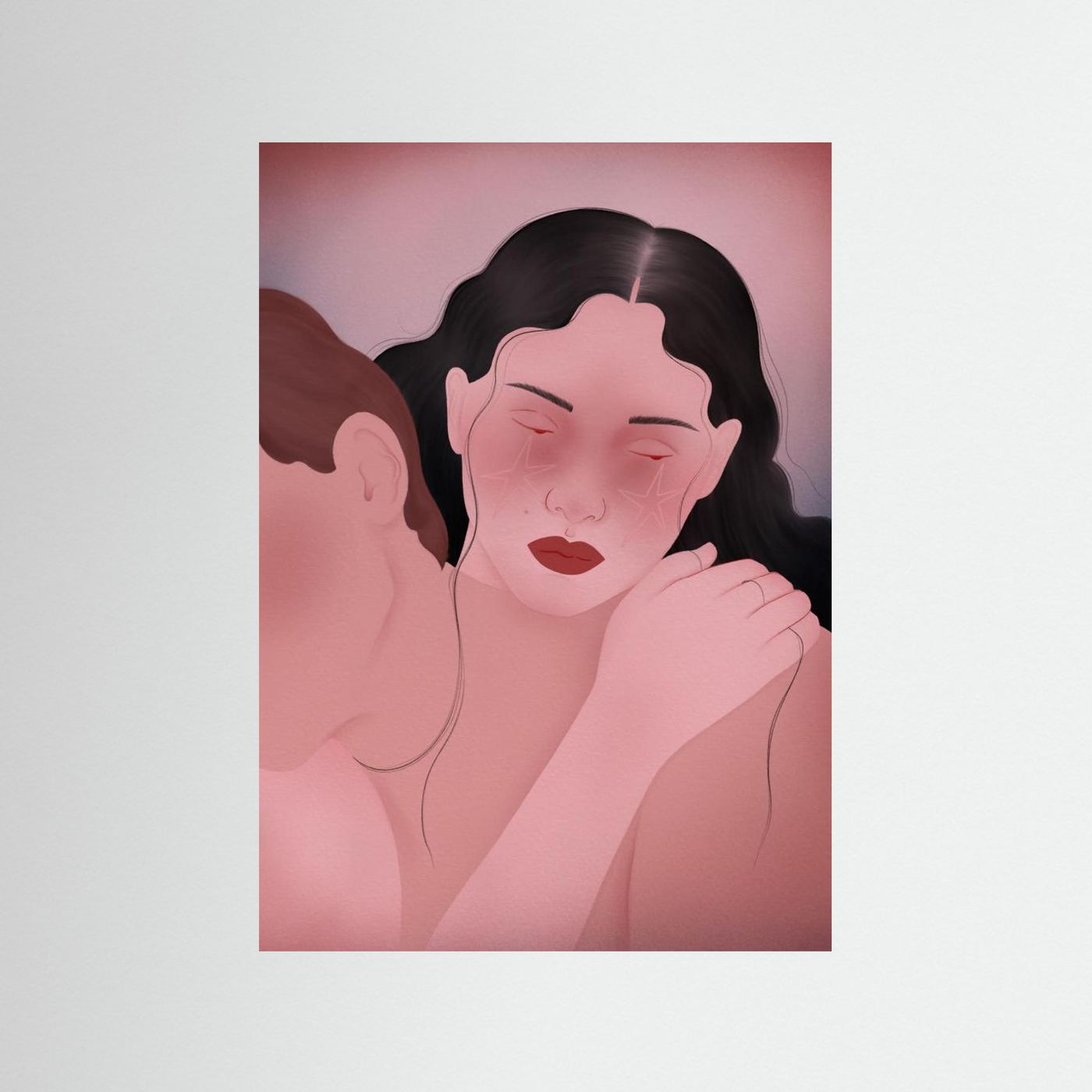 Crying Woman Embrace by Ida Alvarsson