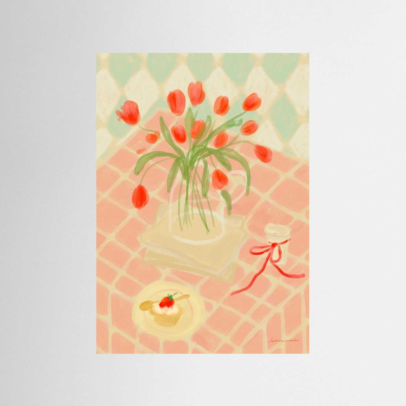 Red Tulips Summer Picnic by Katharina Puritscher