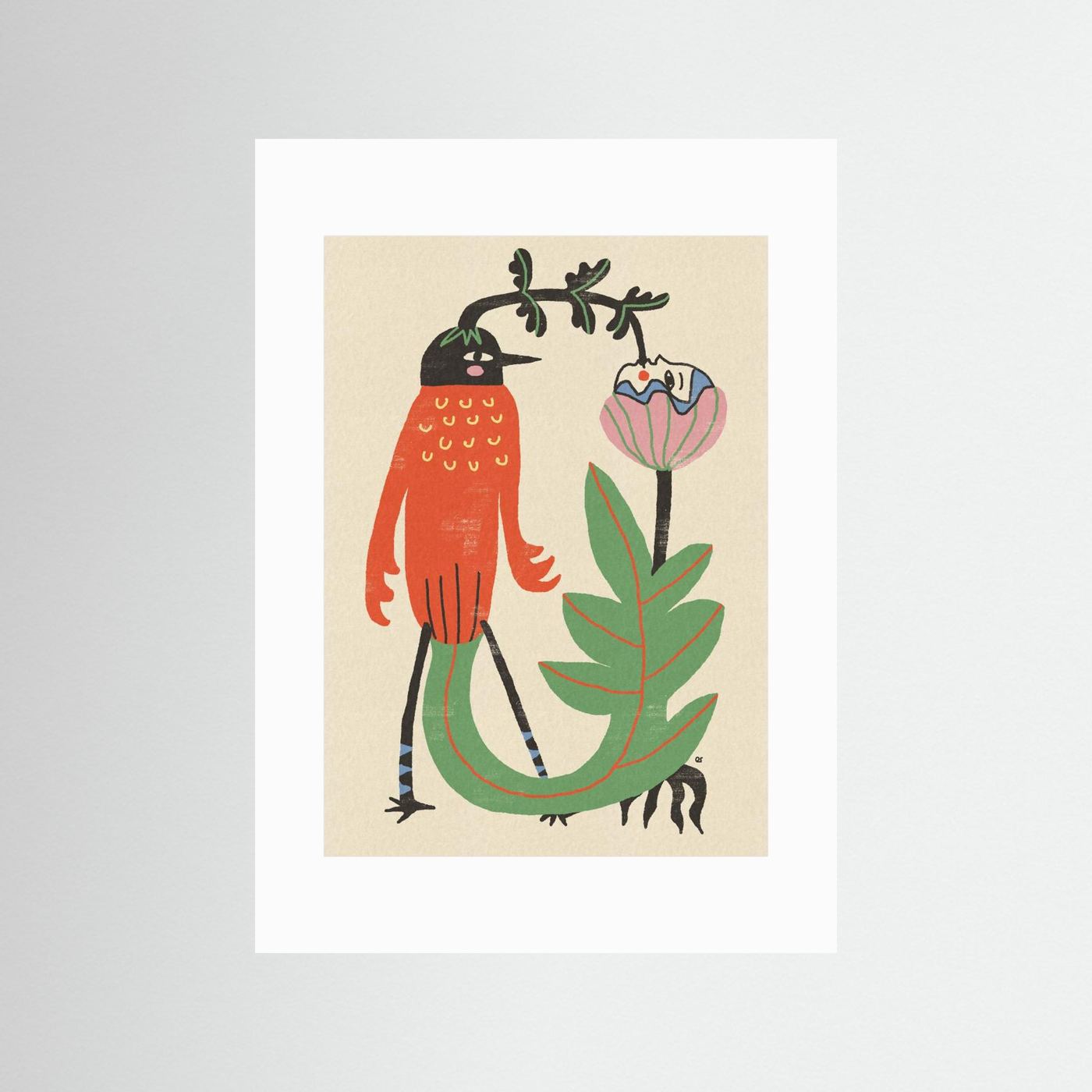Whimsical Bird and Flower by Raipa Studio