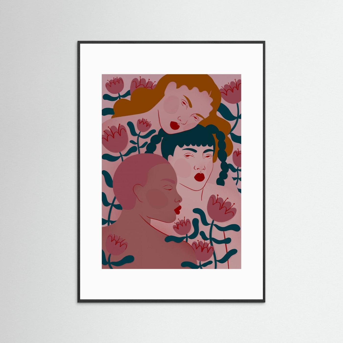 Three Women Floral Serenity by Ida Alvarsson