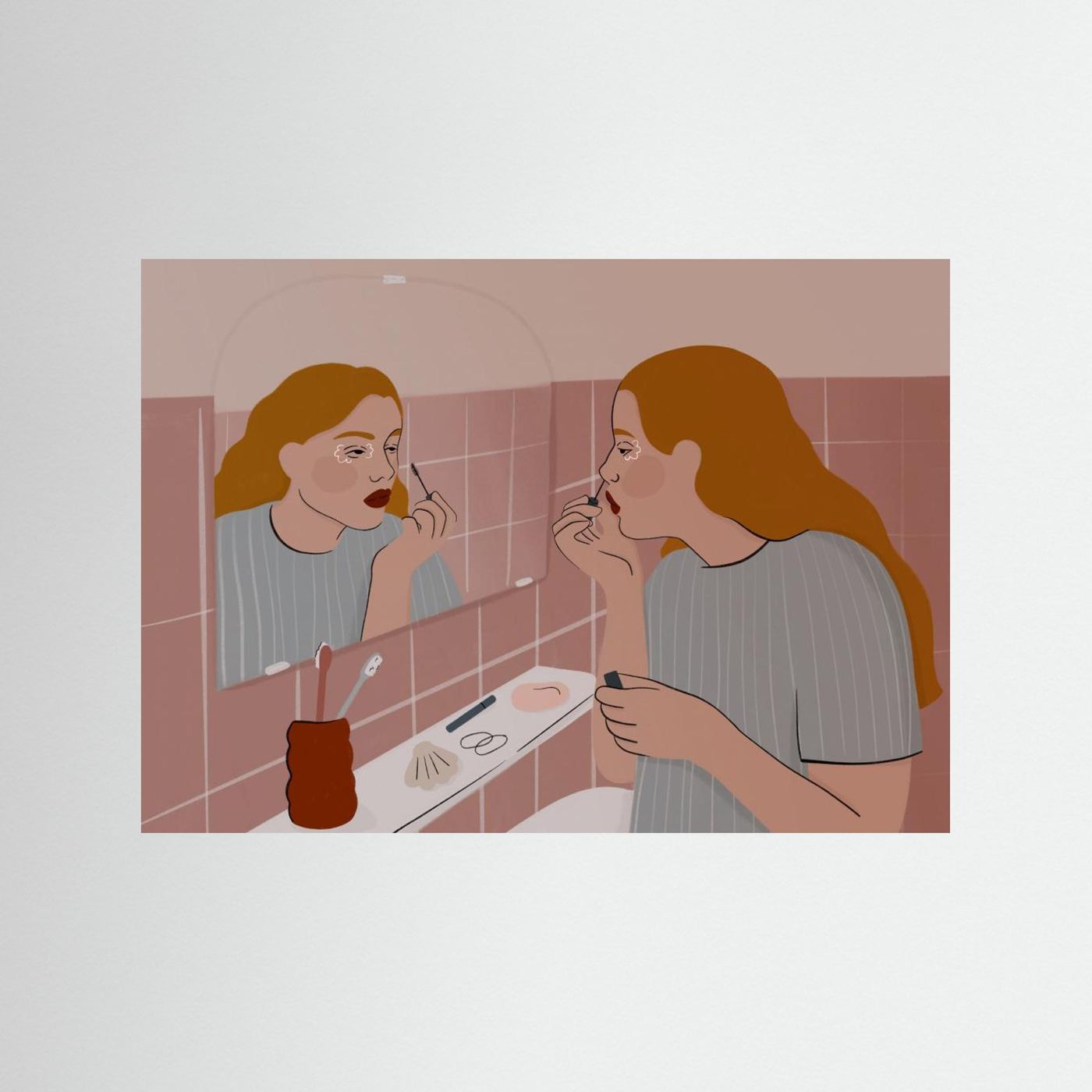 Woman Applying Lipstick by Ida Alvarsson