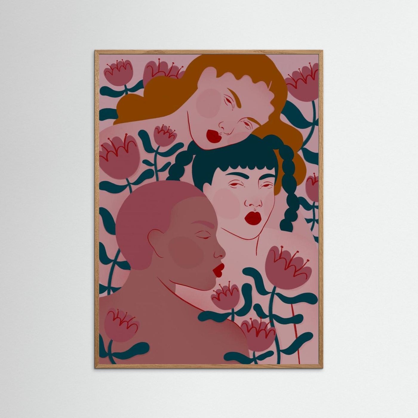 Three Women Floral Serenity by Ida Alvarsson