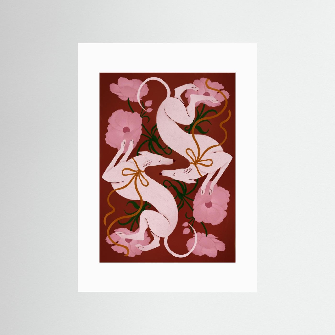 Elegant Greyhounds and Flowers by Ida Alvarsson