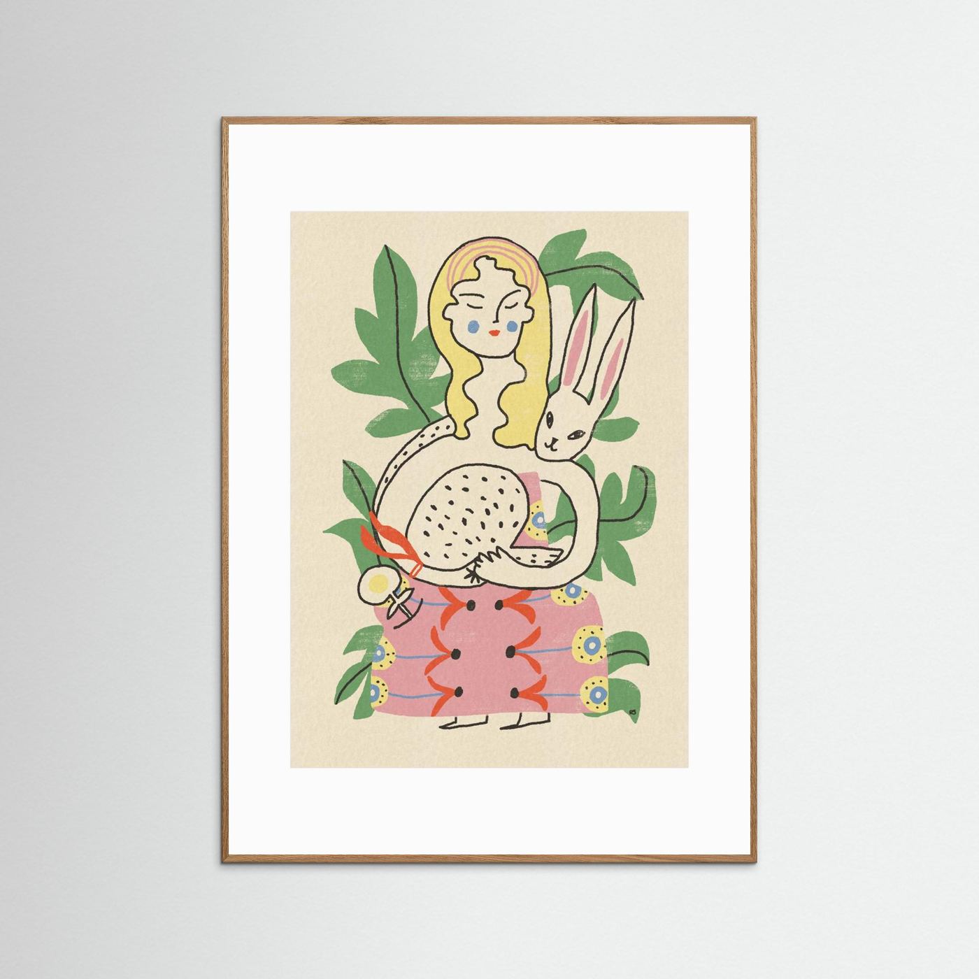 Whimsical Woman and Rabbit by Raipa Studio