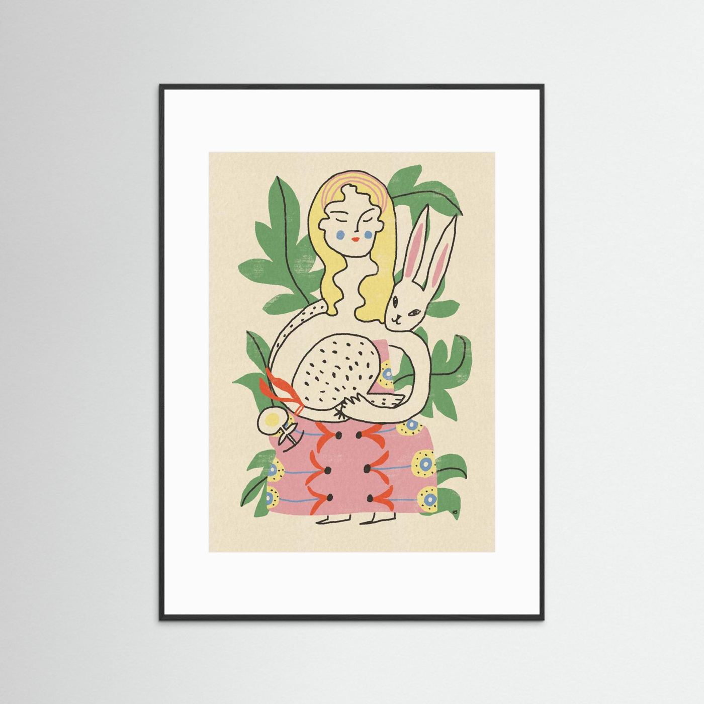 Whimsical Woman and Rabbit by Raipa Studio