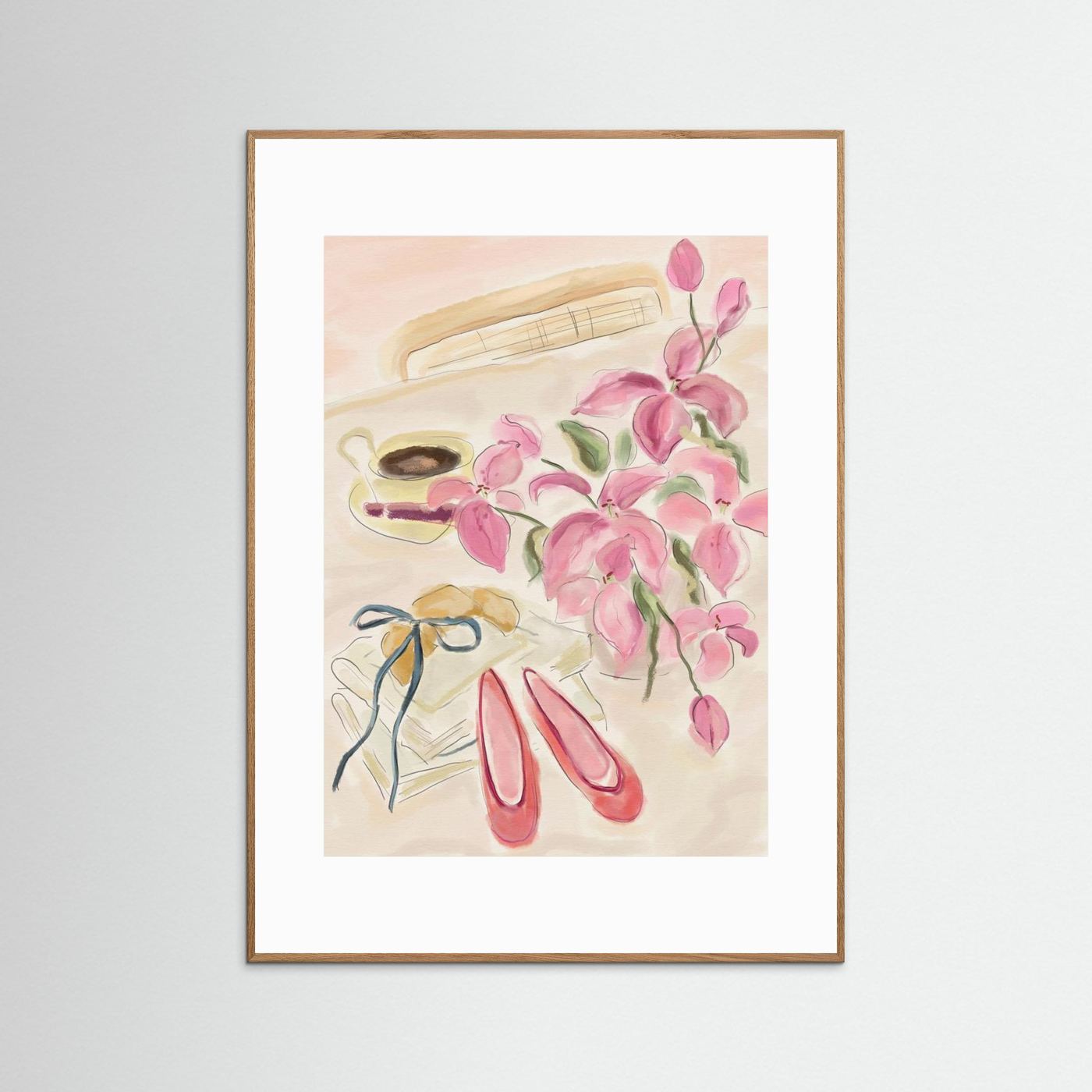 Still Life Watercolor Illustration with Ballerinas by Katharina Puritscher