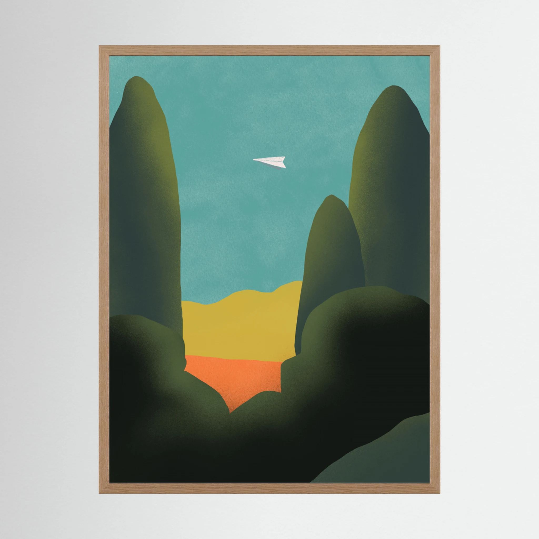 Paperplane whimsical landscape by Little Dean