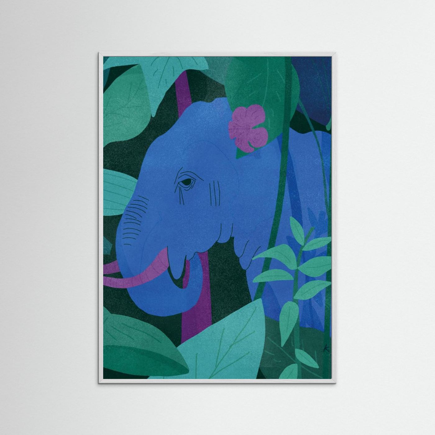 Blue Elephant in Jungle by Sylwia Kubus