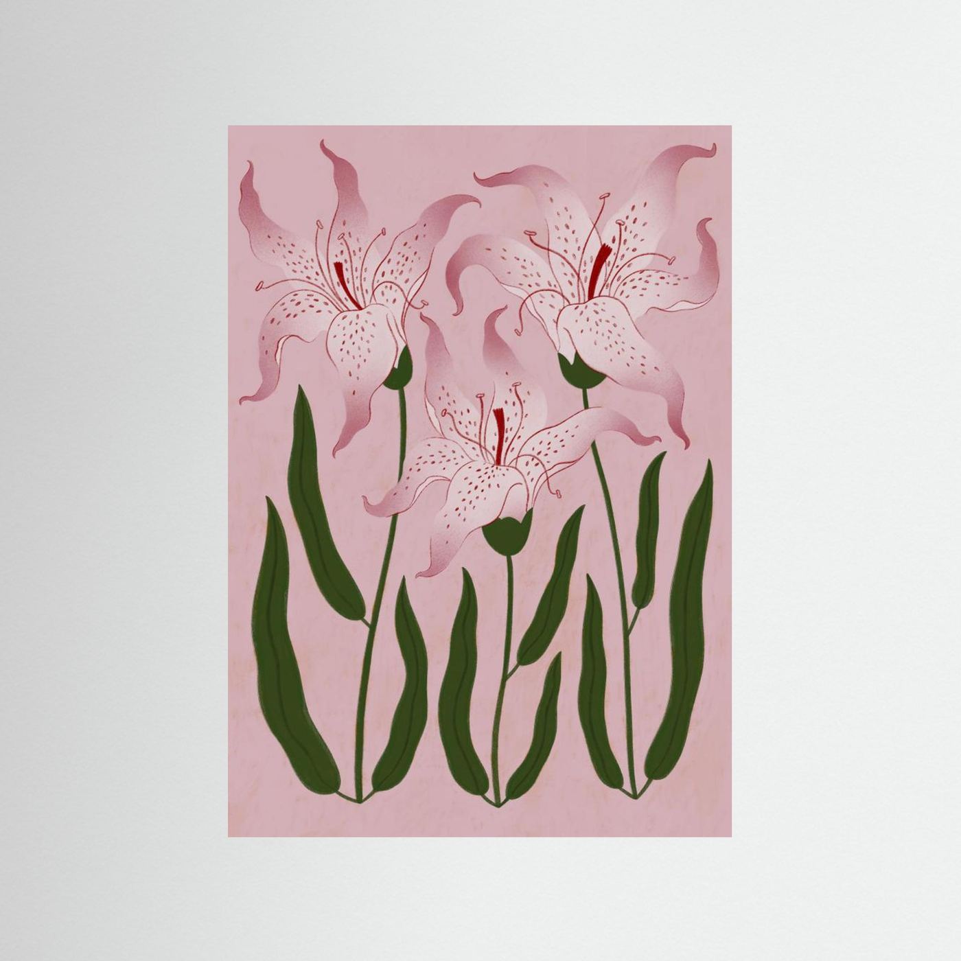 Botanical Pink Lilies by Ida Alvarsson