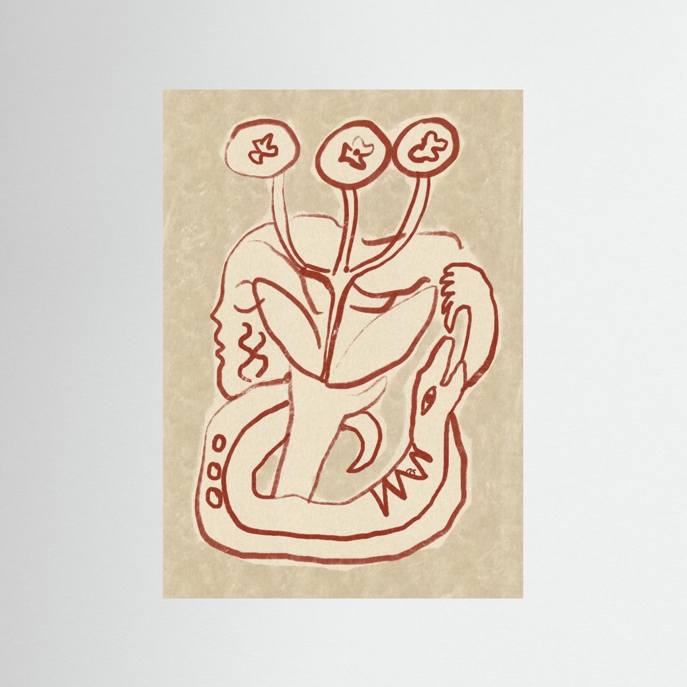 Serene Woman and Snake by Raipa Studio
