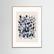000 Abstract   Navy Rain On Cream 24x36 by Danushka Abeygoda