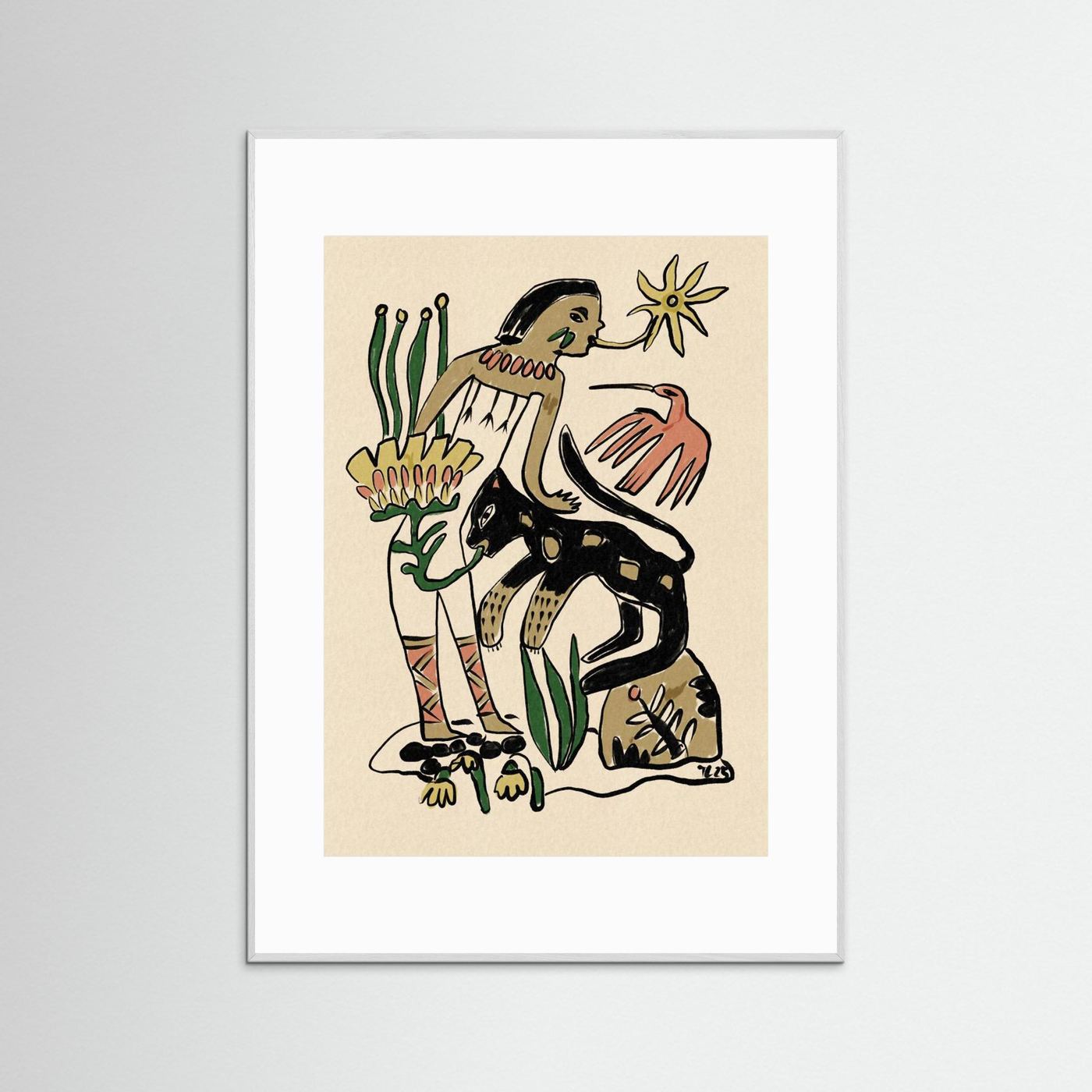 Folk Figure and Panther by Raipa Studio
