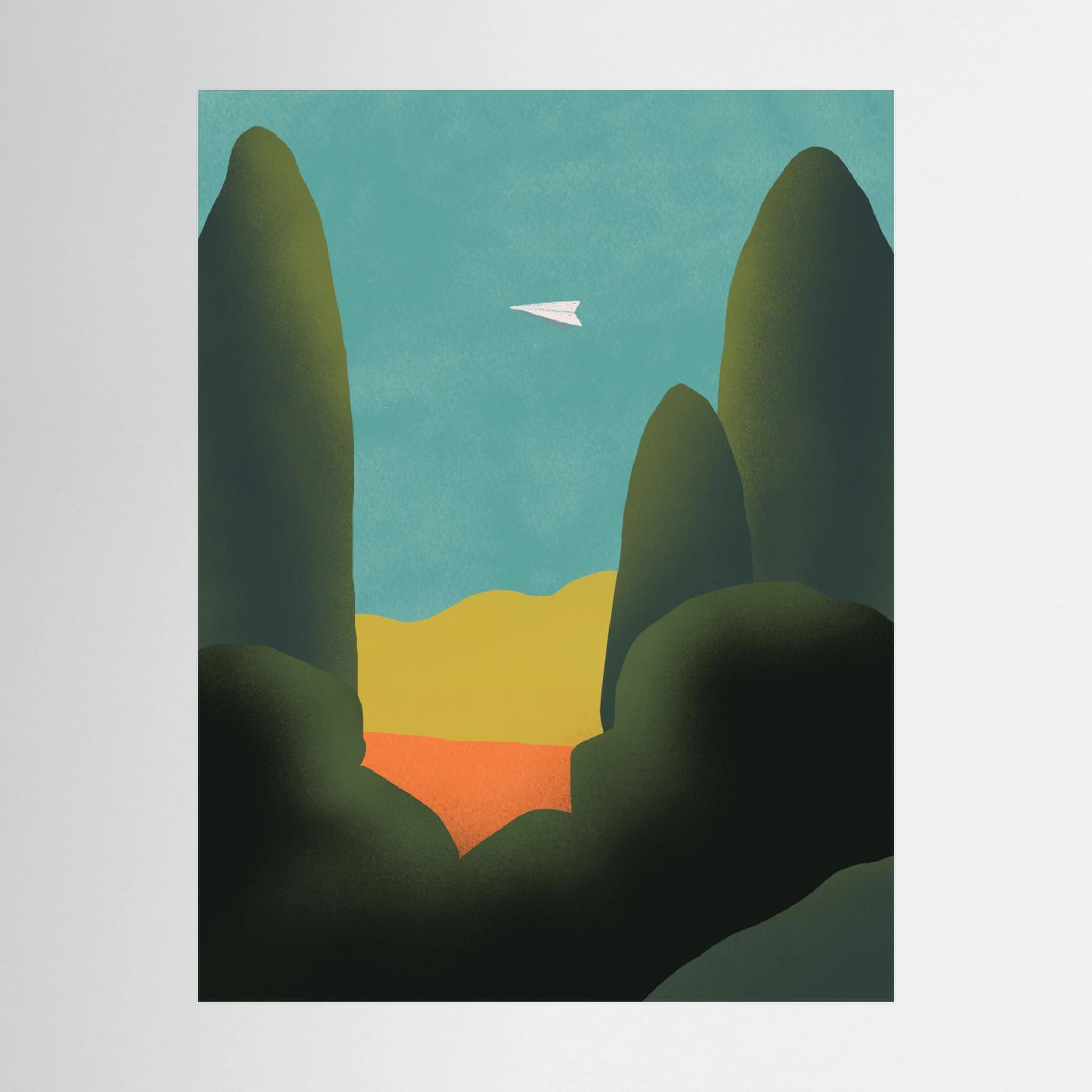 Paperplane whimsical landscape by Little Dean