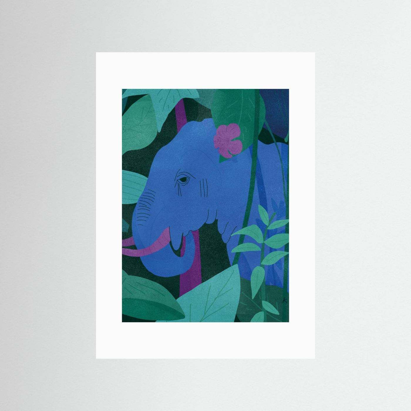 Blue Elephant in Jungle by Sylwia Kubus